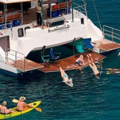 Luxury Sailing & Motor Catamaran swimming & kayaking