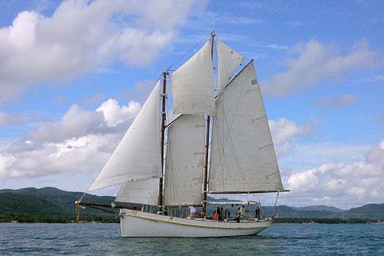 Classic Schooner Sailing Yacht heading out from Chalong