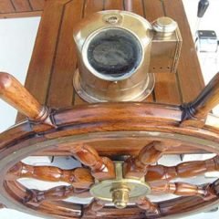 Classic Schooner Sailing Yacht the ships wheel
