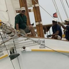 Classic Schooner Sailing Yacht from the bowsprit